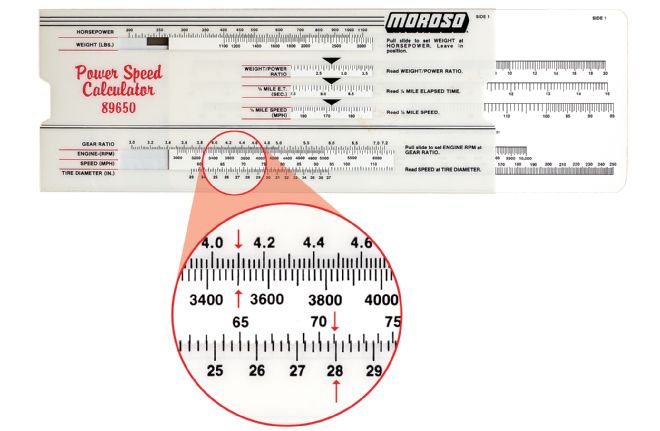 Moroso Analog Slide Rule Style Calculator Detail