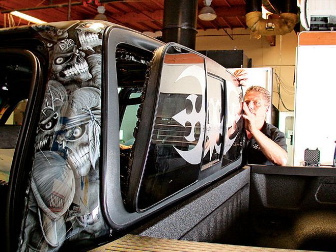 Fiberglass Headliner Mural on a 2002 Ford F150 - Sick Ceiling